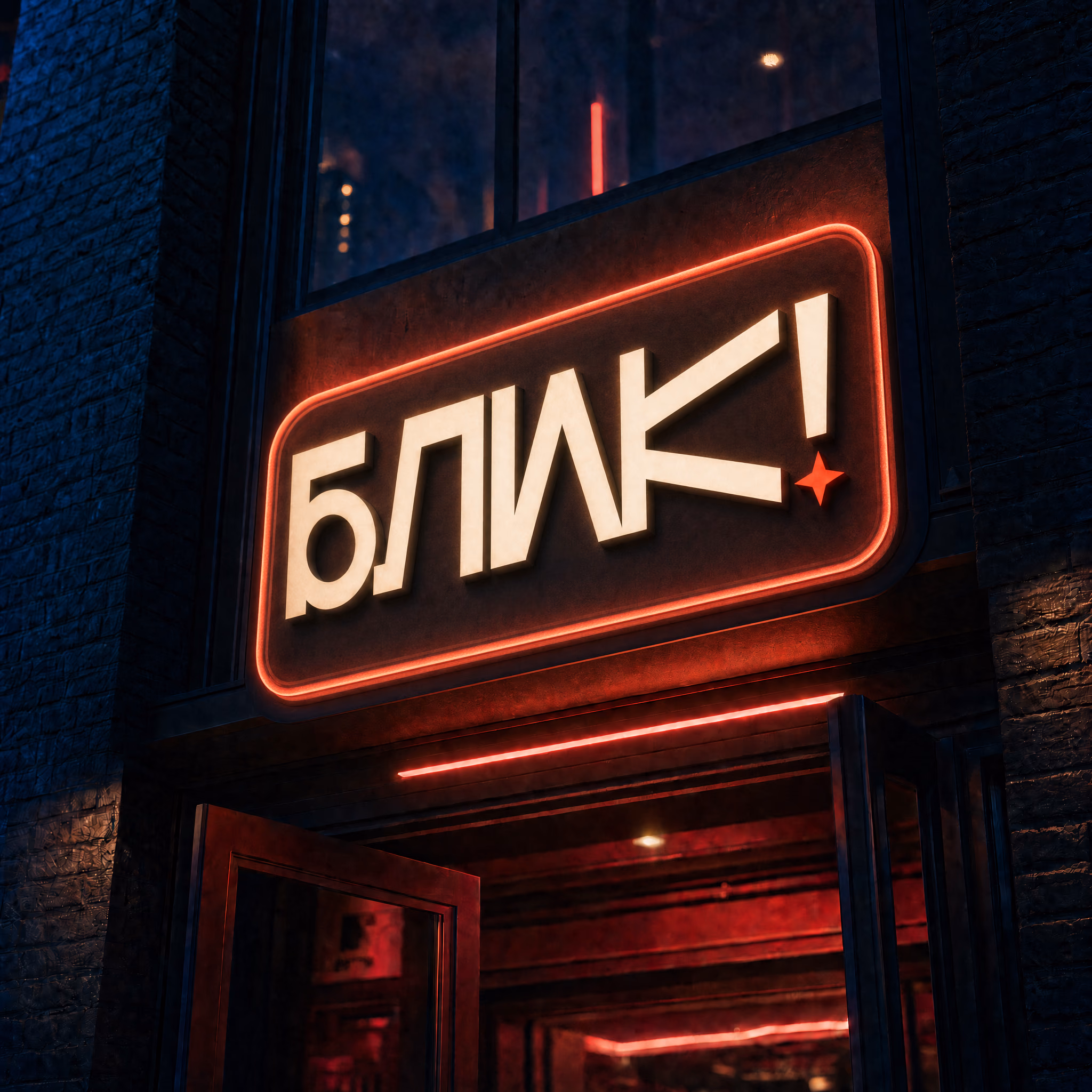 Световая уличная вывеска, изготовленная компанией Блик